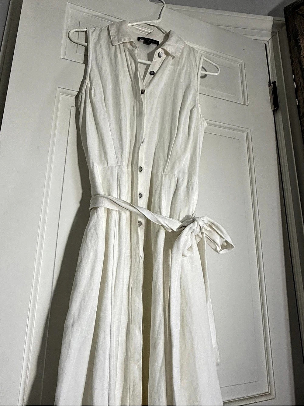 Boston Proper Linen Blend Maxi Dress in White Size Small Like New